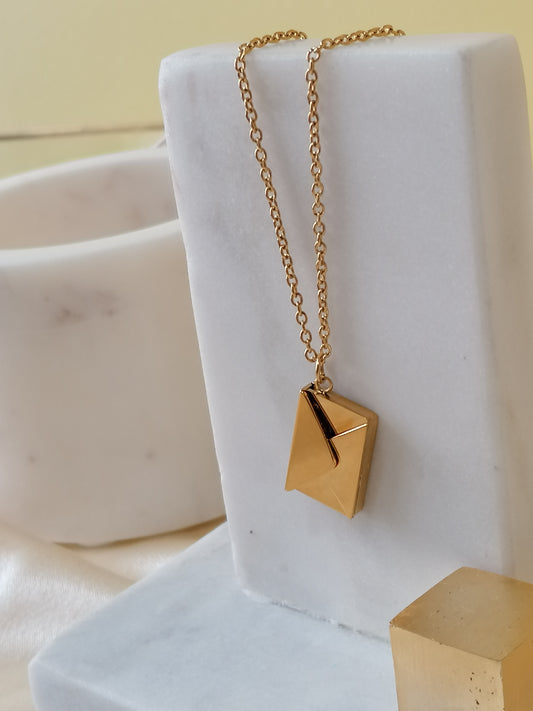 Envelope necklace with personalised note inside